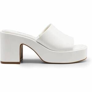 NEW DREAM PAIRS women's high chunky platform slip on open toe heels in white